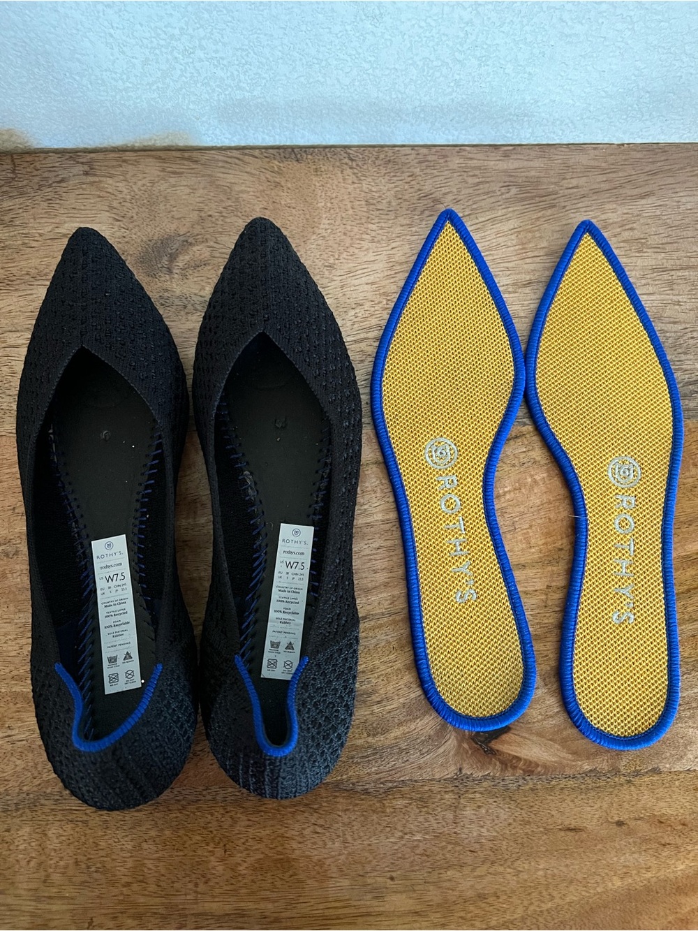 Rothy's The Point Ballet Flats Womens Black Pointed Toe Size 7.5 - Picture 8 of 9